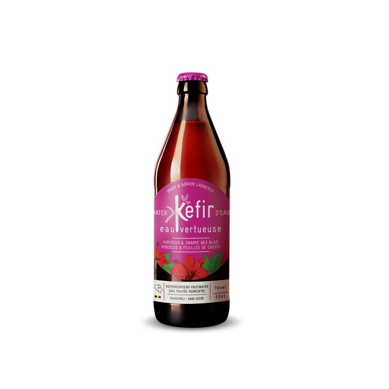 Eau Vert. KEFIR Hibiscus Feuillles Cassis 33cl