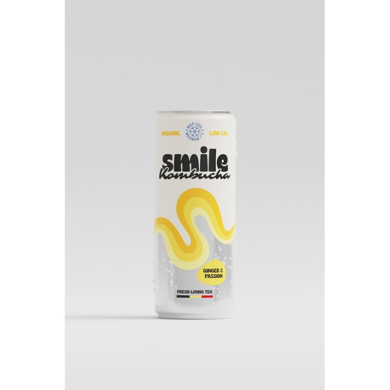 Kombucha Ginger et Passion canette 25cl